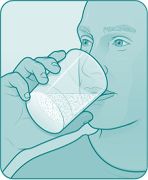 Illustration showing drinking the remainder of the suspension to ensure you get all of your medicine.